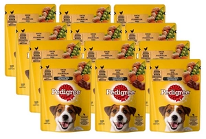 Pedigree nourriture humide pour chiens adultes avec poulet et légumes en sauce 100gx12