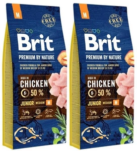 Brit Premium By Nature Junior M avec poulet 15 kg x2