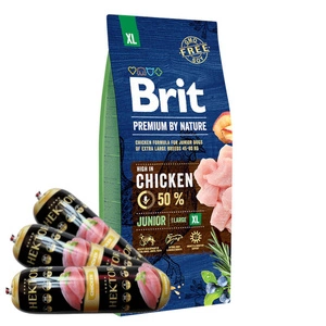 Brit Premium By Nature Junior XL avec du poulet 15 kg + Barre Hektor à la volaille 3x900g