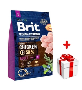 Brit Premium By Nature Adult S avec poulet 3kg + Surprise pour chien