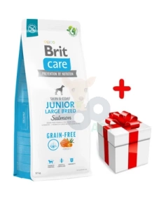 BRIT CARE Dog sans céréales Junior Grandes Races Saumon 12kg+Surprise