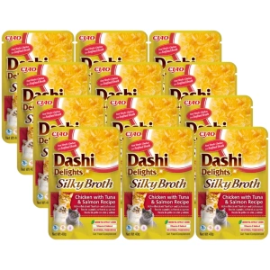 INABA Dashi Delights Bouillon Soyeux Poulet avec Thon et Saumon Recette 12x40g