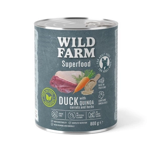 WILD FARM Nourriture pour chien Superfood Duck (canard au quinoa, carottes et herbes) 800 g sans céréales
