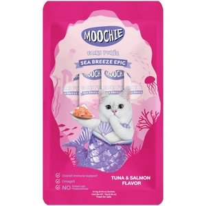 MOOCHIE Friandises pour chats Fairy Puree au thon et au saumon, 5 x15 g