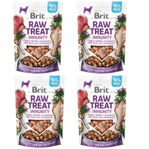 BRIT CARE Dog Raw Treat immunité agneau et poulet avec probiotiques, graines de chardon-marie et romarin 4x40g