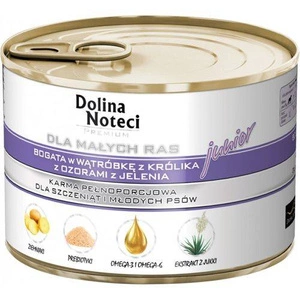 Dolina Noteci Premium pour chiens de petite race Junior riche en foie de lapin et en langue de cerf 185 g