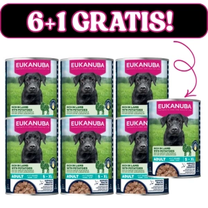 EUKANUBA Nourriture humide pour chiens adultes, riche en agneau et en pommes de terre 6x400g + 400g Gratuit