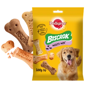 Pedigree Biscrok Biscuits Pour chiens adultes sous forme de petits os avec de l'agneau, du poulet et du bœuf 200g