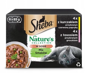 SHEBA sachet 32x85 g Nature's Collection Selection of Flavours - nourriture humide complète pour chats adultes, en sauce