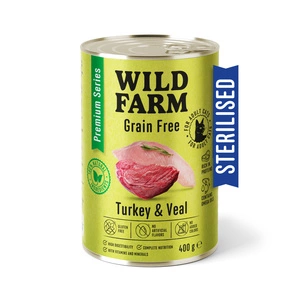 WILD FARM Premium Dinde et Veau Sans Céréales 400g - aliment sans céréales pour chats stérilisés