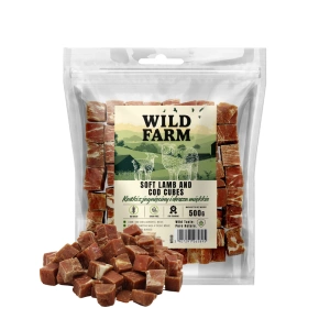 Friandises molles pour chien WILD FARM, cubes d'agneau et de cabillaud, 500 g