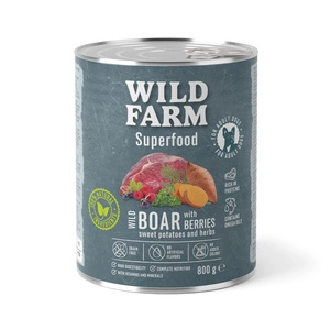 WILD FARM Superfood Sanglier (Venaison avec patates douces, baies et herbes) 800 g Nourriture pour chien sans céréales