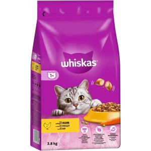WHISKAS Adult 3,8 kg - nourriture sèche pour chats adultes, au délicieux poulet