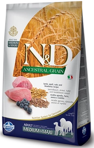 Farmina N&D Ancestral Grain Canine Adulte Medium&Maxi agneau et myrtille 12kg