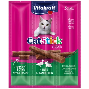 Vitakraft Bâton pour chat Mini Kabanos Lapin avec canard 3x18g