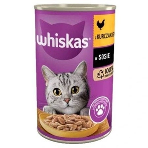 WHISKAS Adulte - nourriture humide pour chats avec du poulet en sauce 400g x 12