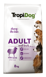 Tropidog Premium Adult Petites Races avec Agneau et Riz 8kg+Surprise gratuite pour chien