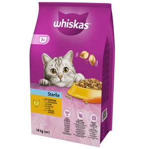WHISKAS Croquettes pour chat 1+ stérile avec poulet 14kg