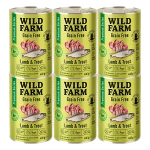 WILD FARM Premium Grain Free Lamb and Trout 6x400g - aliment sans céréales pour chat