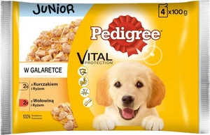 Pedigree Nourriture humide en gelée pour chiots (Poulet & Riz, Boeuf & Riz) 4x100g x5
